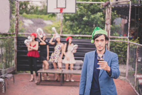 Young people are celebrating New Year's party. photo