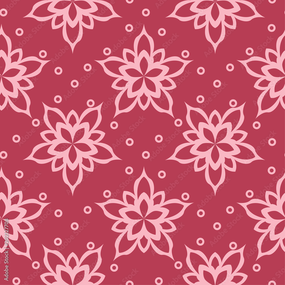 Fototapeta premium Red floral seamless pattern