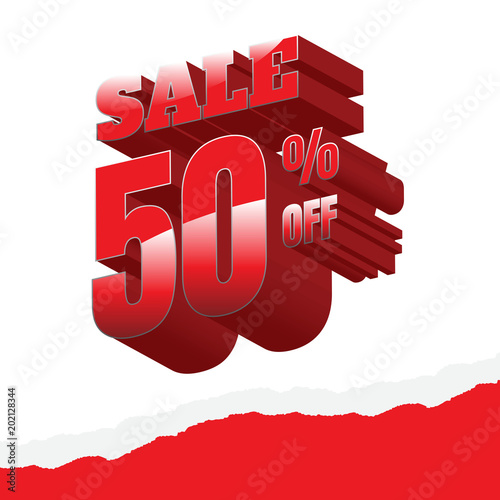 sale. white background and with a discount of 50 percent, vector illustration