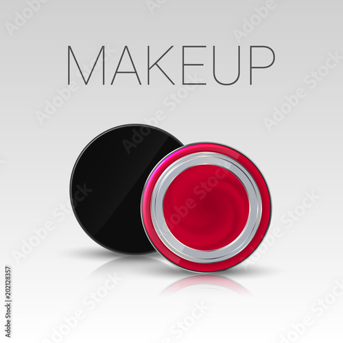 Lipstick in a jar. Eyebrows makeup product. Vector