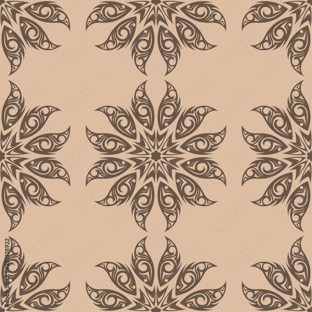 Brown and beige floral seamless pattern Brown and beige floral seamless pattern
