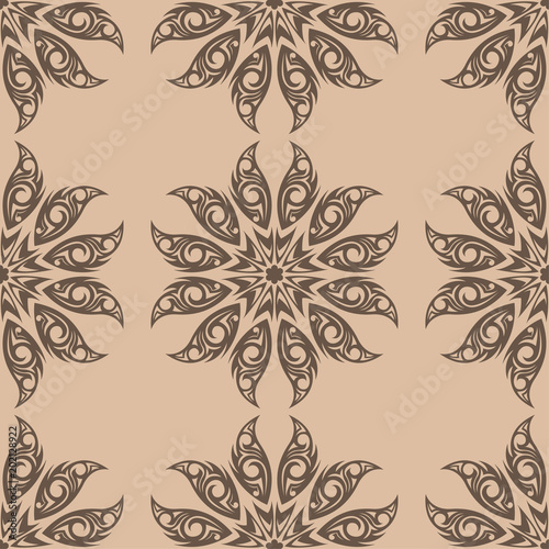 Brown and beige floral seamless pattern © Liudmyla