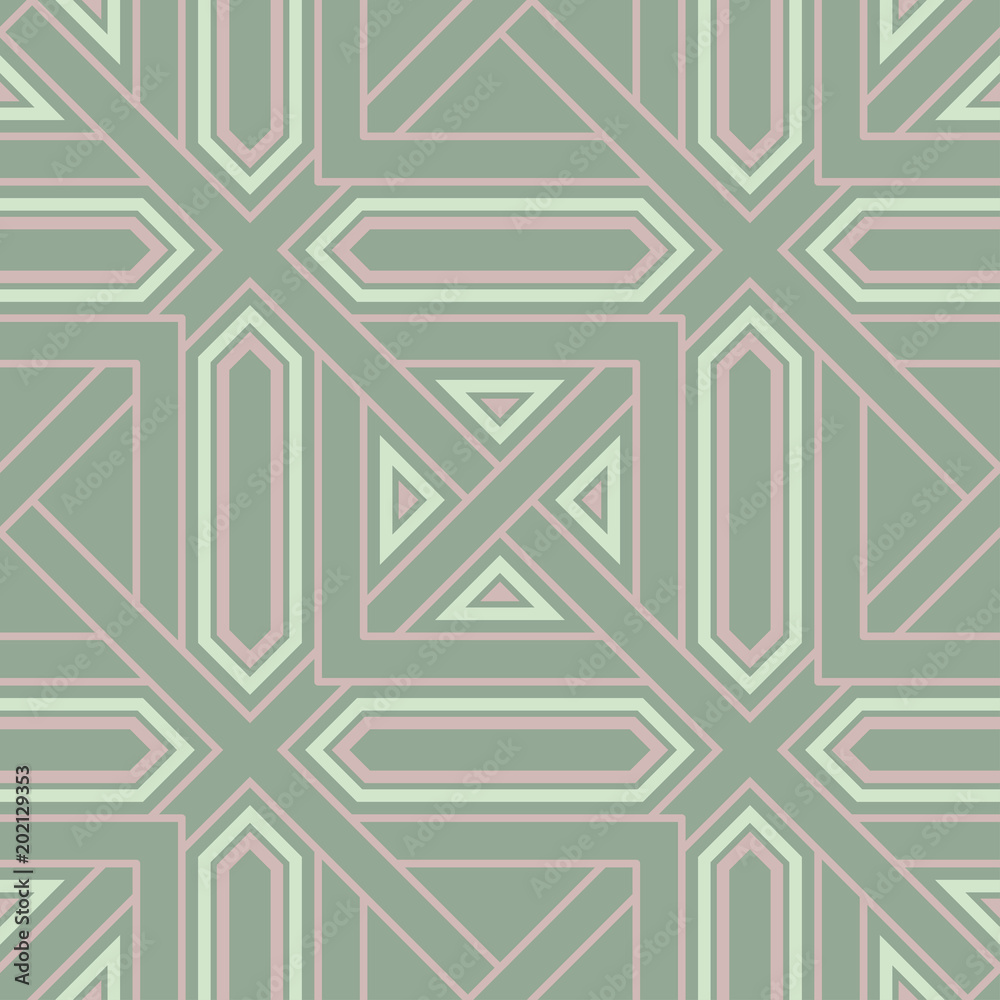 Olive green seamless geometric pattern