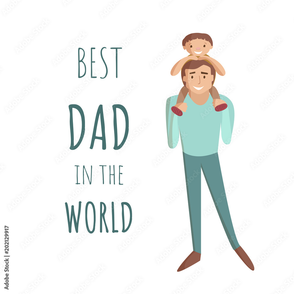 Dad with son cartoon illustration Dad with son cartoon illustration