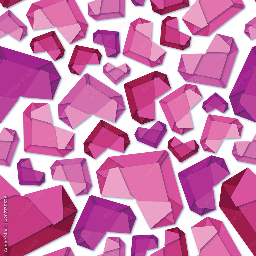 Origami Heart Seamless Pattern Origami Heart Seamless Pattern
