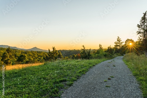 Sonnenuntergang im Herbst mit Blick auf die Burg Hohenzollern, Deutschland photo