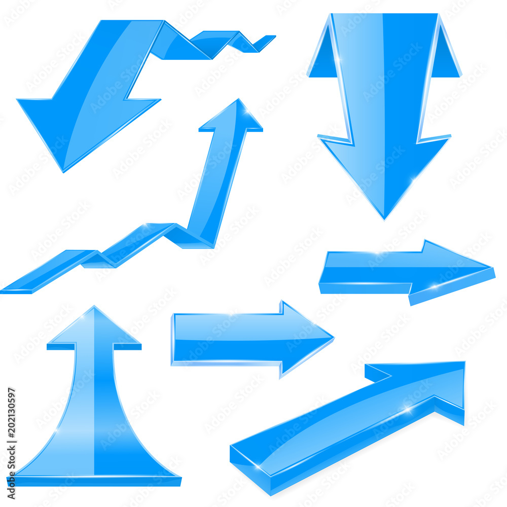 Blue 3d arrows. Shiny icons Blue 3d arrows. Shiny icons