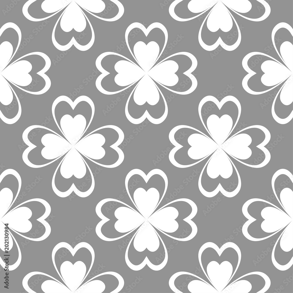 Fototapeta premium Floral gray seamless pattern. Background with fower elements for wallpapers