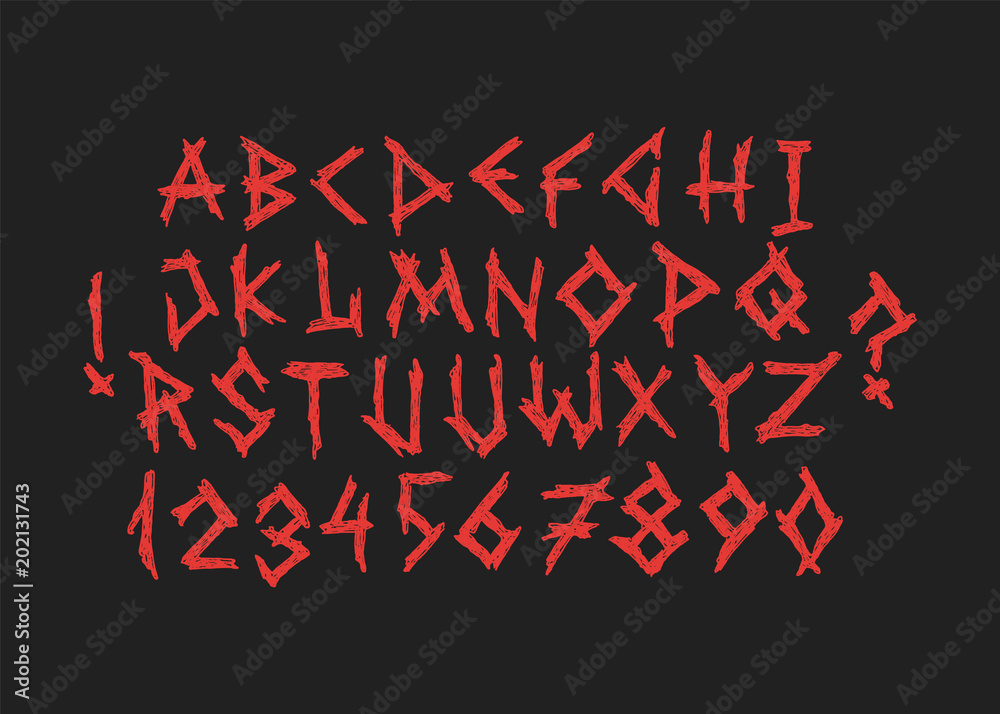 Fototapeta premium Hand Drawn alphabet. Modern vector font. Creative typeface.