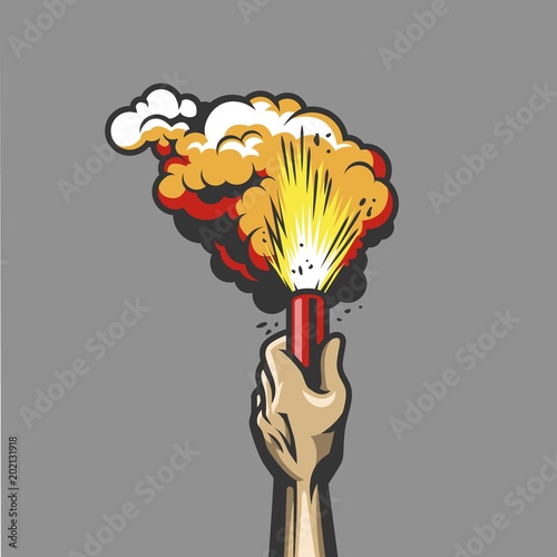 Smoke bomb in hand