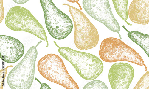 Seamless background with pear fruits.