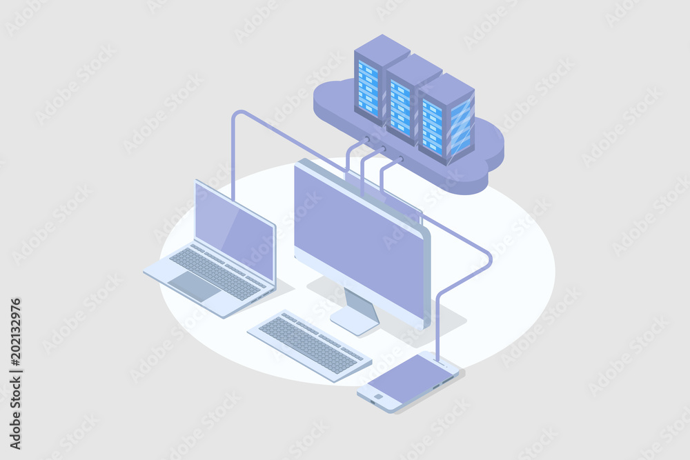 Cloud computing technology 3D isometric concept. Vector illustration. Cloud computing technology 3D isometric concept. Vector illustration.