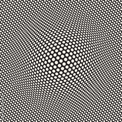 Halftone bloat effect optical illusion. Abstract geometric background design. Vector seamless retro pattern.