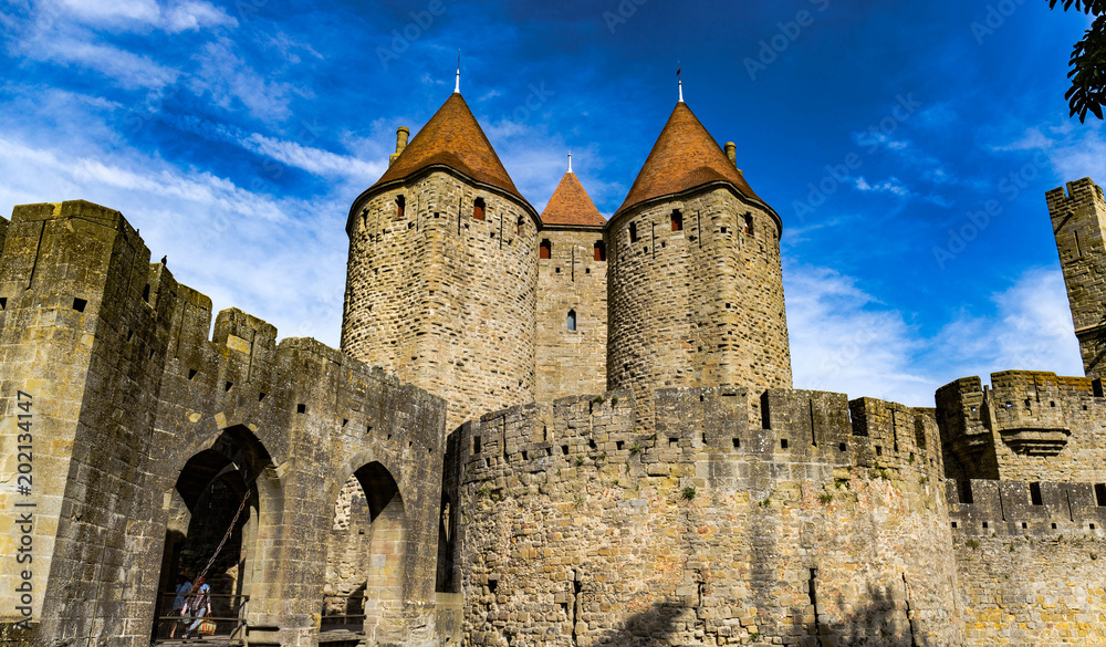 The famous walled city of Carcassonne the second most visited place in France.
