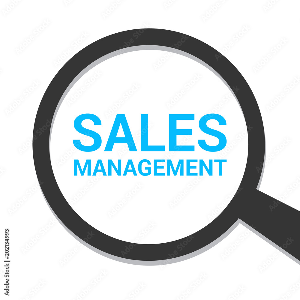 Advertising Concept: Magnifying Optical Glass With Words Sales Management Advertising Concept: Magnifying Optical Glass With Words Sales Management
