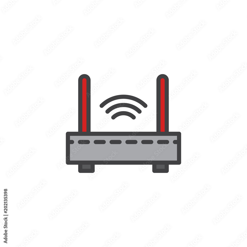 Wifi internet router filled outline icon, line vector sign, linear bicolor pictogram isolated on white. Wireless router symbol, logo illustration. Pixel perfect vector graphics Wifi internet router filled outline icon, line vector sign, linear bicolor pictogram isolated on white. Wireless router symbol, logo illustration. Pixel perfect vector graphics