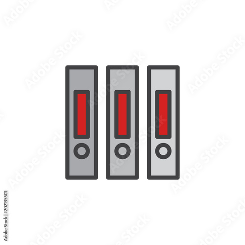 Office file folders filled outline icon, line vector sign, linear bicolor pictogram isolated on white. Archive ring binder symbol, logo illustration. Pixel perfect vector graphics