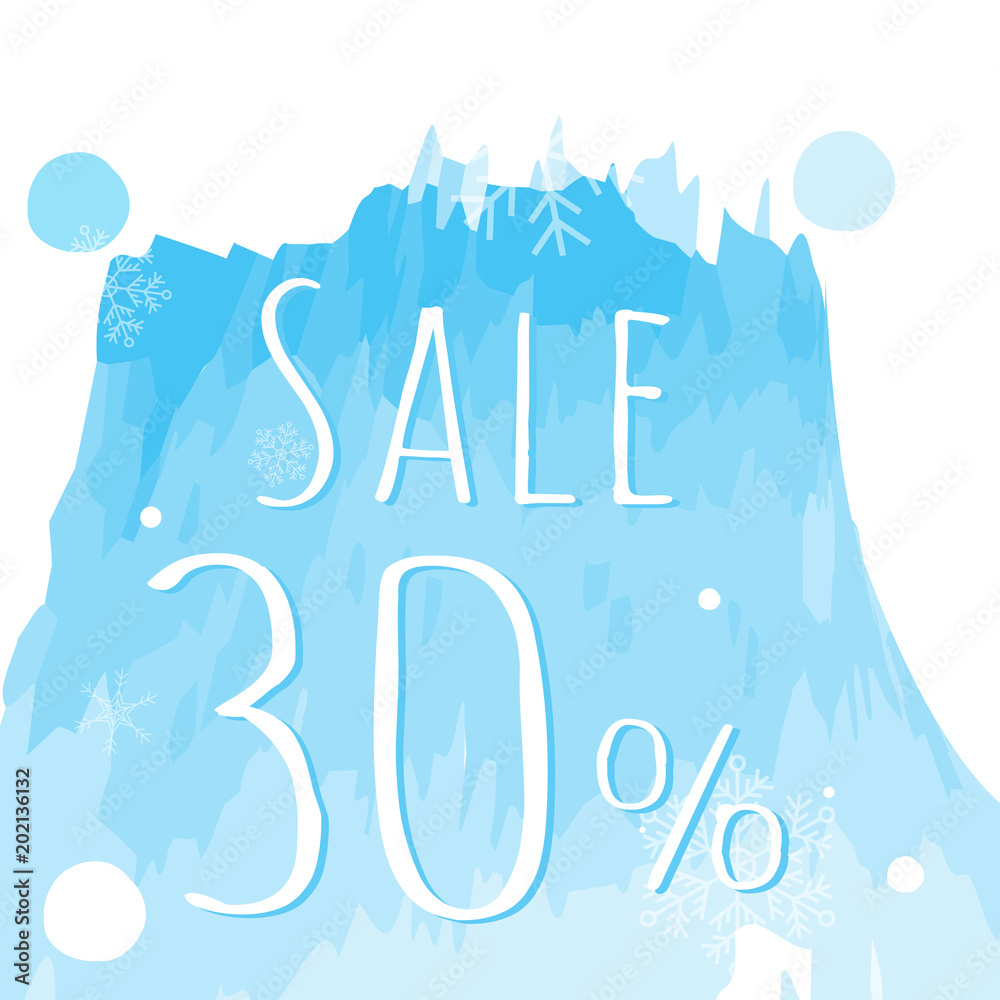 Sale banner brush blue art paint abstract texture background. vector illustration. Perfect watercolor design for a shop and sale discount