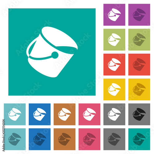 Paint bucket square flat multi colored icons
