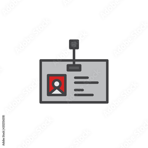 Office badge filled outline icon, line vector sign, linear bicolor pictogram isolated on white. id card symbol, logo illustration. Pixel perfect vector graphics