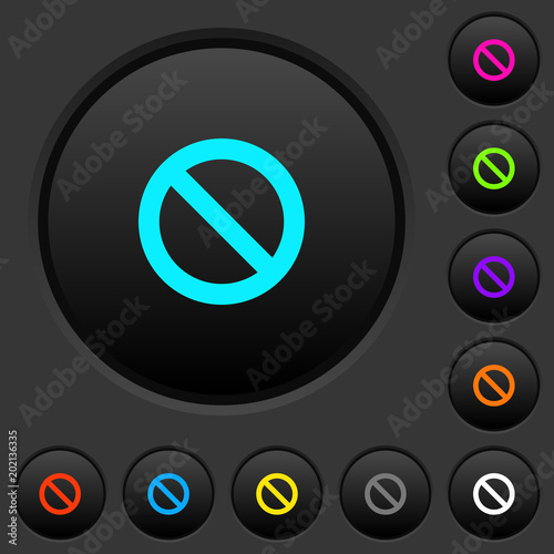 Blocked dark push buttons with color icons