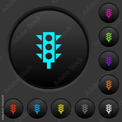 Traffic light dark push buttons with color icons