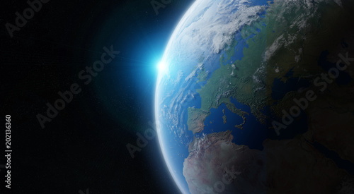 Fototapeta Naklejka Na Ścianę i Meble -  View of blue planet Earth in space 3D rendering elements of this image furnished by NASA