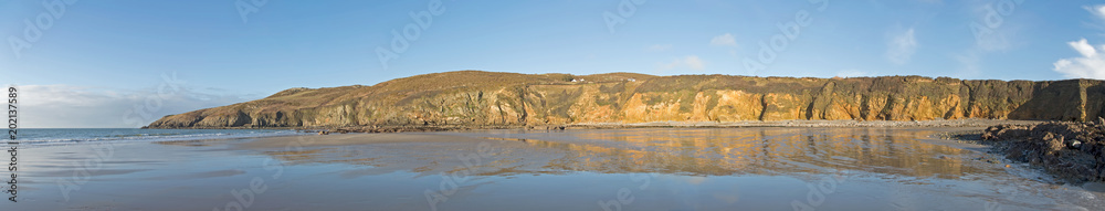 Panorama of Church Bay in Anglesey North Wales UK at low tide