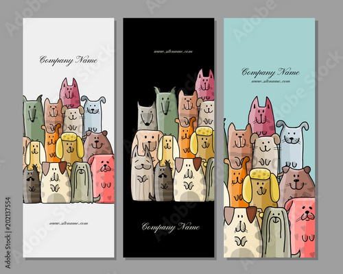 Canvas Print Banners design, funny dogs family