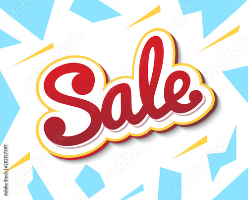 A colour banner for advertising sales. Bright shards on a white background. Bulk violet text Sale. Vector illustration of winter sales.
