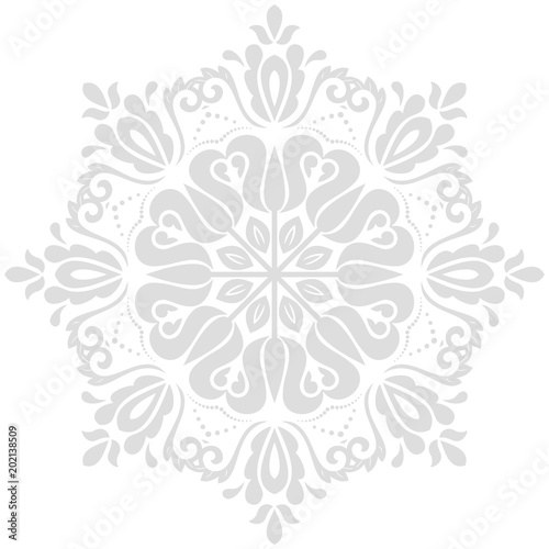 Oriental vector pattern with arabesques and floral light round elements. Traditional classic ornament. Vintage pattern with arabesques