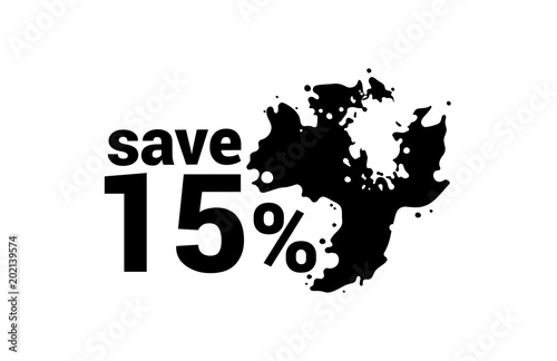 15 Percent Discount Black Friday Ink Spot Design Tag 