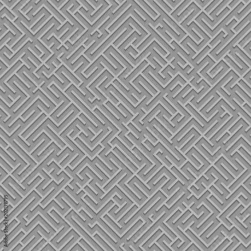 Striped seamless geometric background. Monochrome maze seamless pattern.