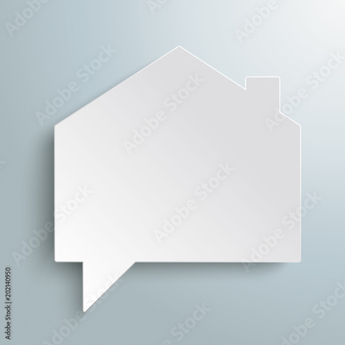 White Paper House Building Shape Speech Bubble
