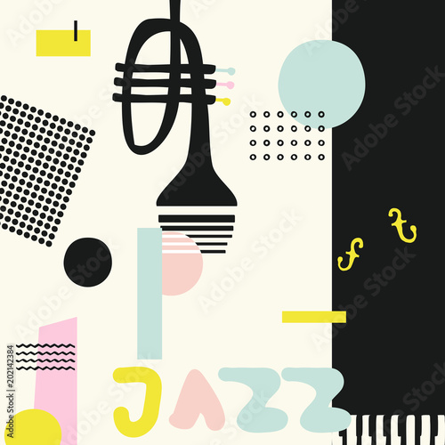 Photography Music colorful background with trumpet isolated vector illustration