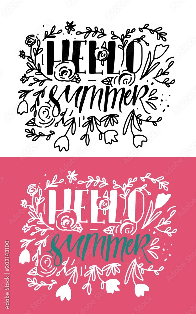 Hello summer. Hand lettering vintage quote for you
