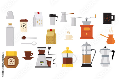 Collection of icons on coffee theme