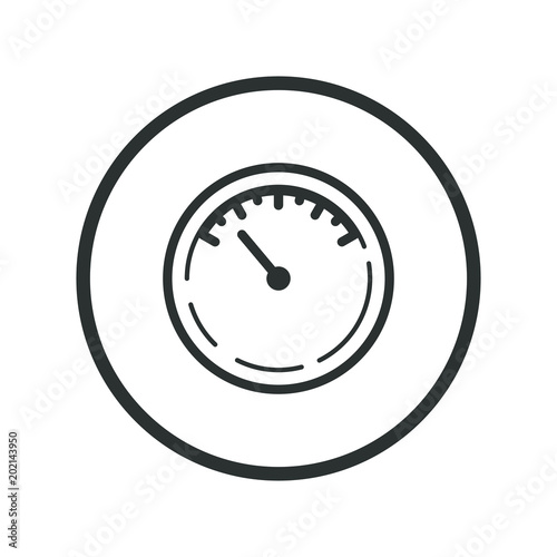 Black and white meter icon in the round frame