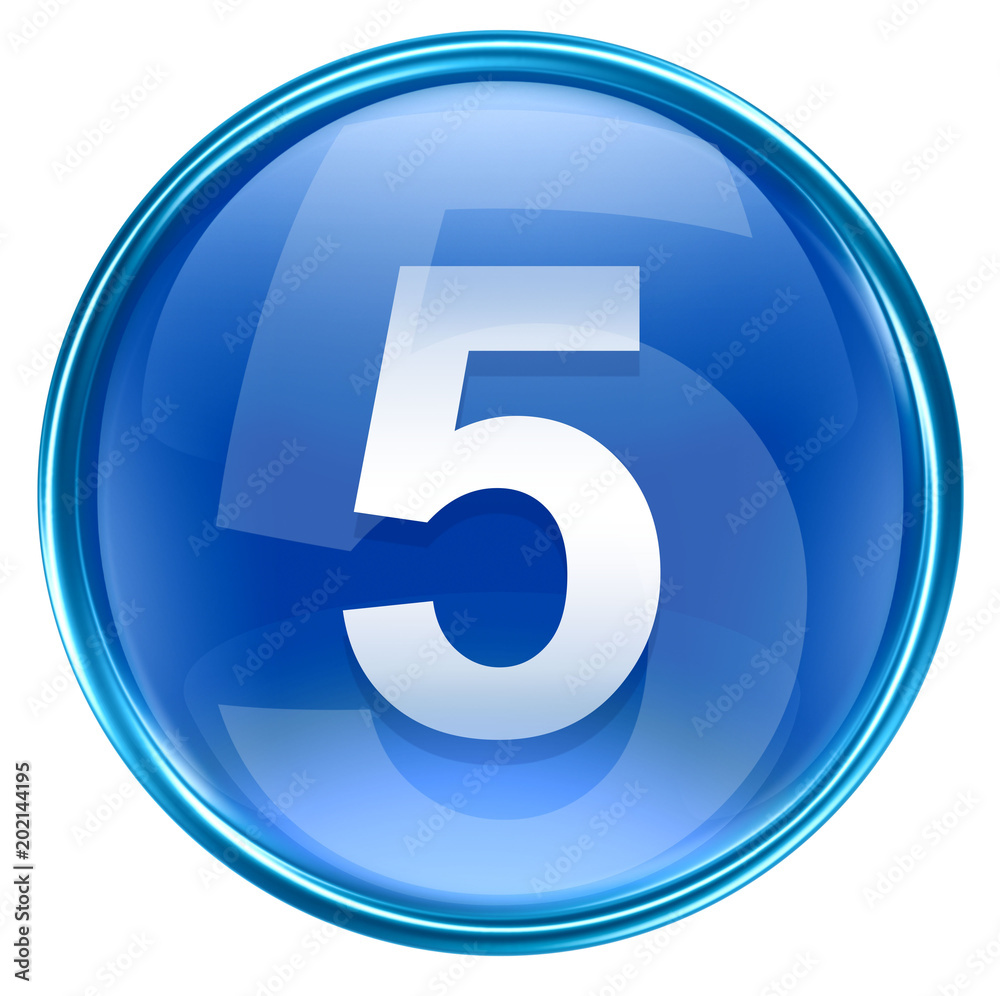 number five icon blue, isolated on white background. number five icon blue, isolated on white background.