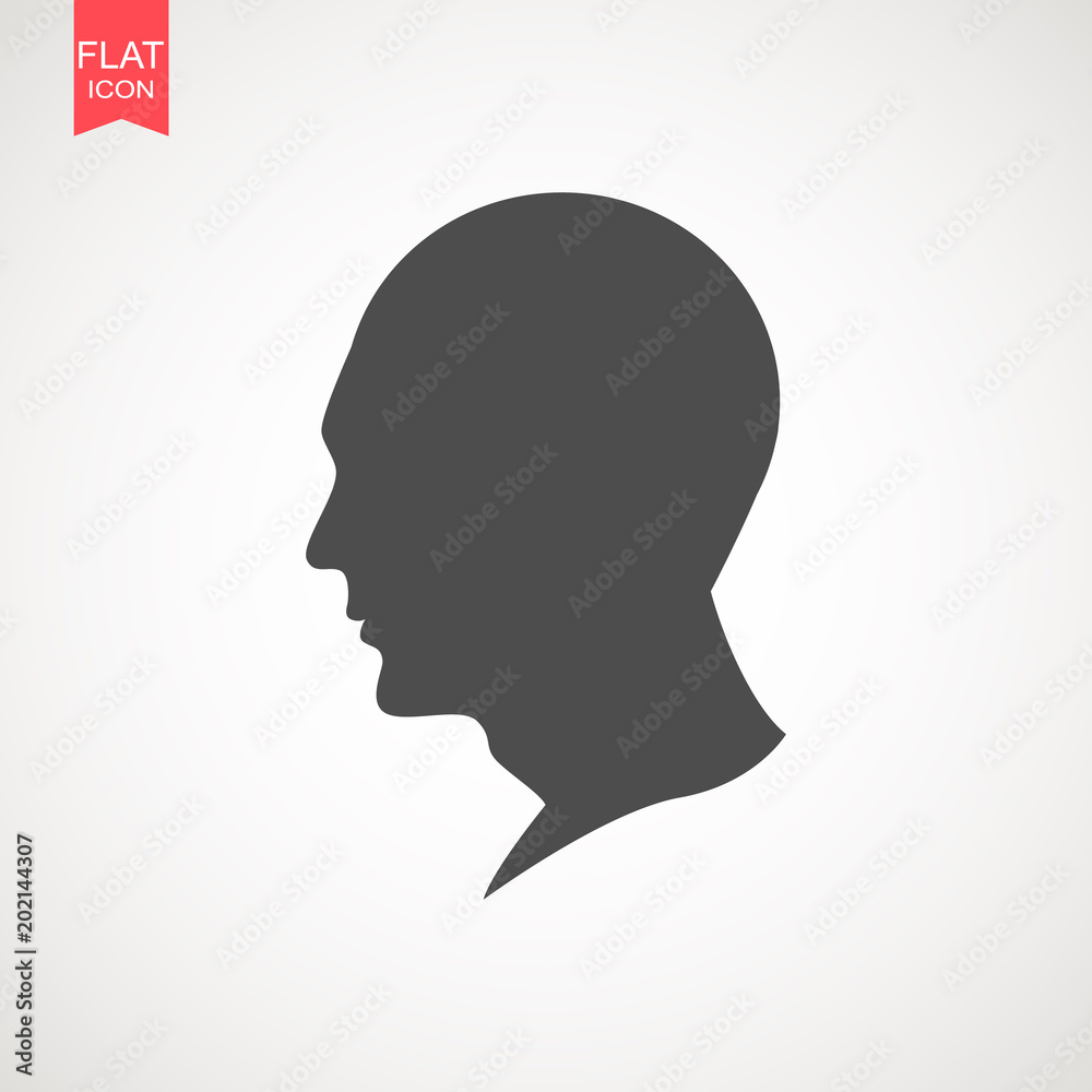 Human head silhouette. It can be used as part of various graphic compositions, or in itself.
