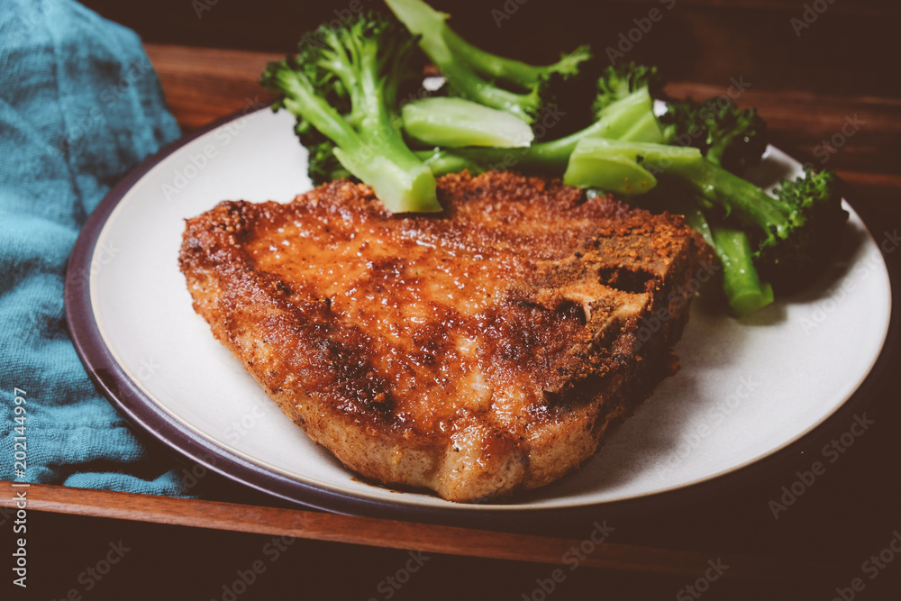 Steak and broccoli on plate Steak and broccoli on plate
