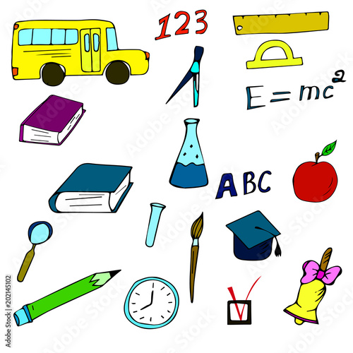 School set icons, teacher's day
