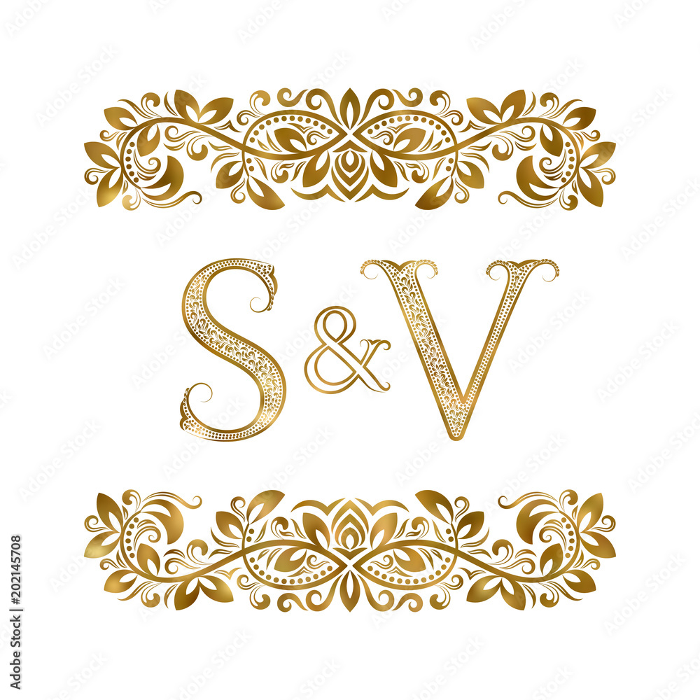 S and V vintage initials logo symbol. The letters are surrounded ...