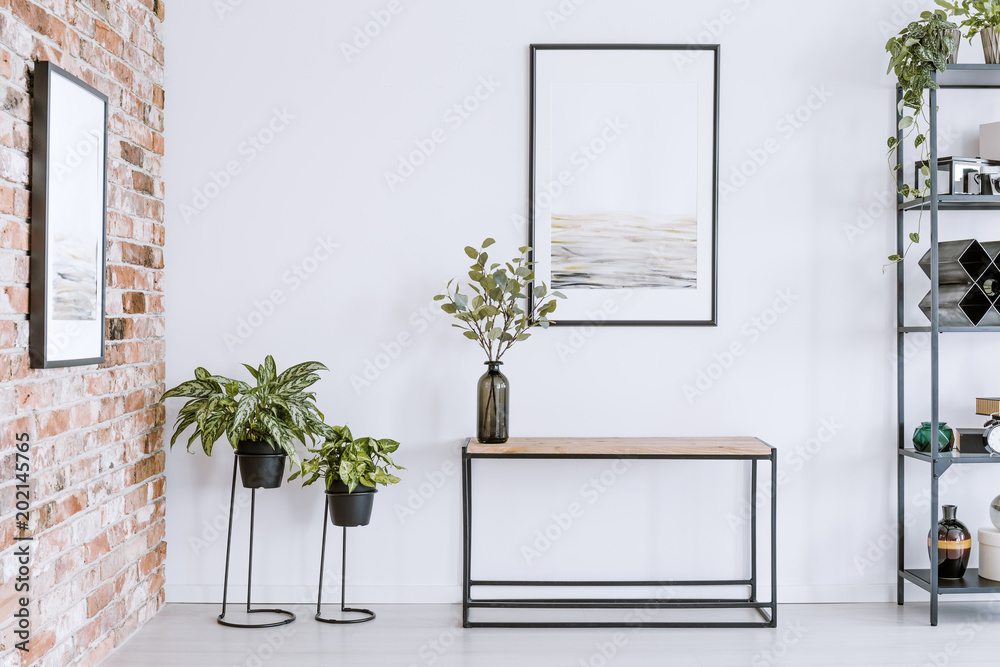 Home plants and table - obrazy, fototapety, plakaty 