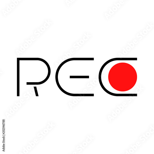 Tipografia REC con círculo en negro y rojo