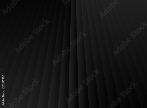 Abstract stripe geometric perspective vertical lines black and gray gradient color background.