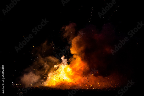Canvas Print Fire and smoke after the crackers got fire