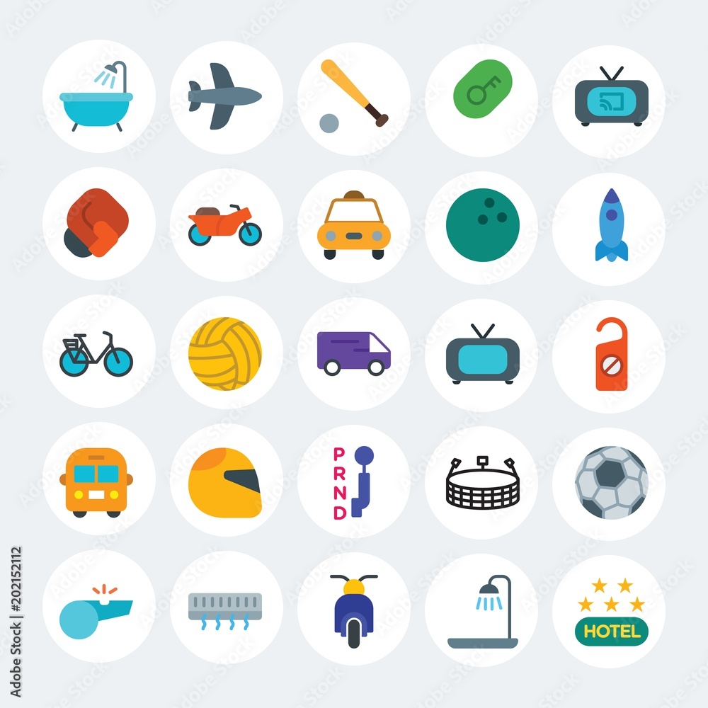 Modern Simple Set of transports, hotel, sports Vector flat Icons. Contains such Icons as modern, sport, luxury, hotel, ball, bath and more on white cricle background. Fully Editable. Pixel Perfect. Modern Simple Set of transports, hotel, sports Vector flat Icons. Contains such Icons as modern, sport, luxury, hotel, ball, bath and more on white cricle background. Fully Editable. Pixel Perfect.