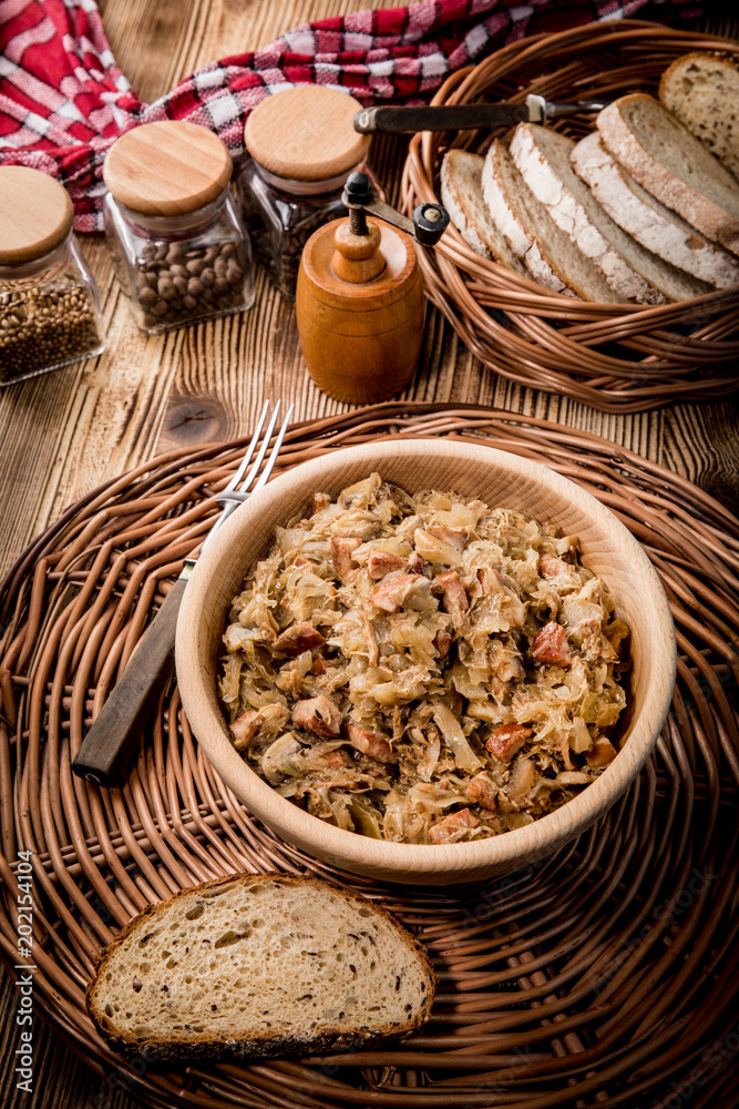 Bigos - stewed cabbage with meat,dried mushrooms and smoked sausage. Bigos - stewed cabbage with meat,dried mushrooms and smoked sausage.
