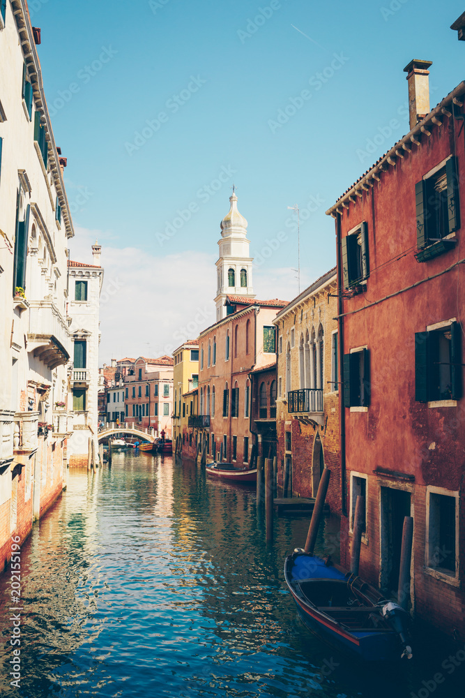 Beautiful view on Venice channel. Italy, Venezia